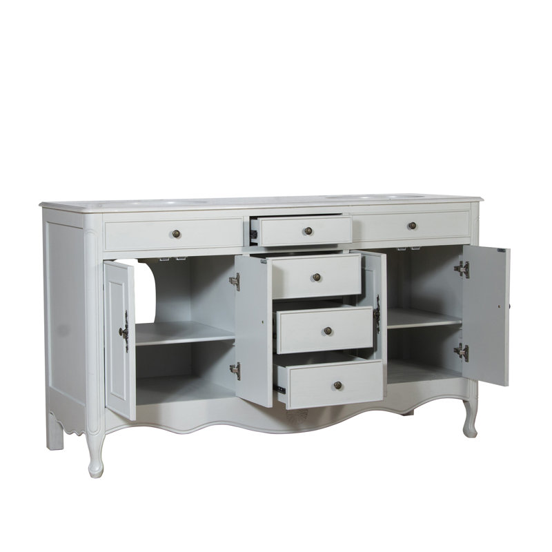 One Allium Way® Genevieve 60'' Double Bathroom Vanity with Marble Top